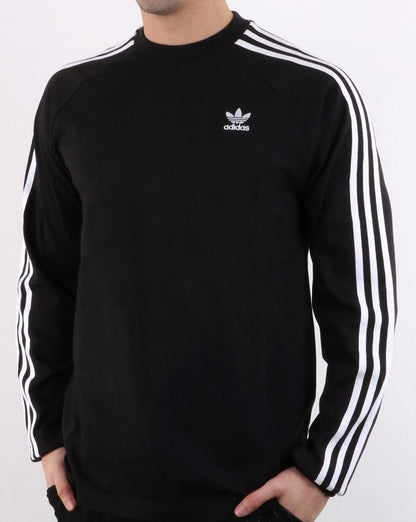 Adidas Originals – Langarm-T-Shirt mit 3 Streifen, Schwarz