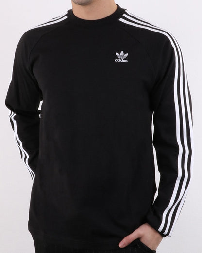 Adidas Originals – Langarm-T-Shirt mit 3 Streifen, Schwarz