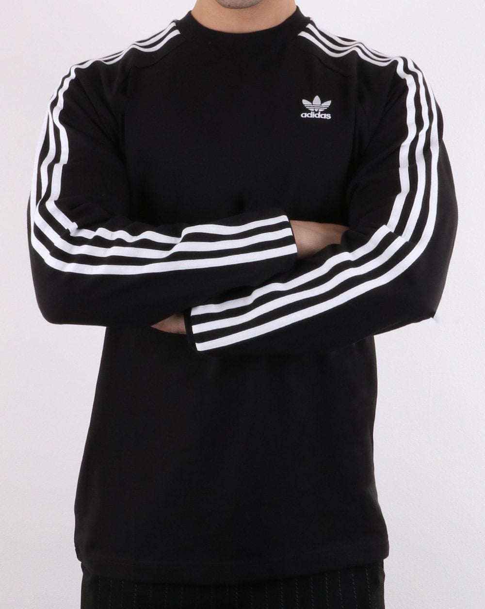 Adidas Originals – Langarm-T-Shirt mit 3 Streifen, Schwarz