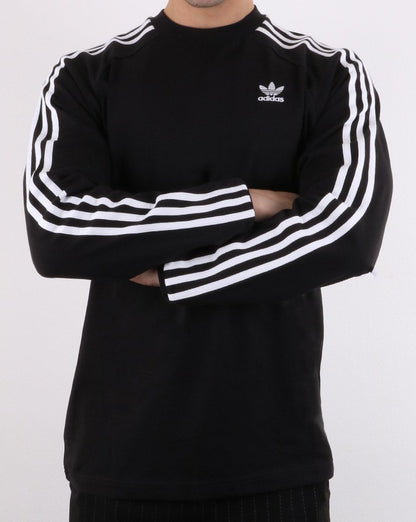 Adidas Originals – Langarm-T-Shirt mit 3 Streifen, Schwarz