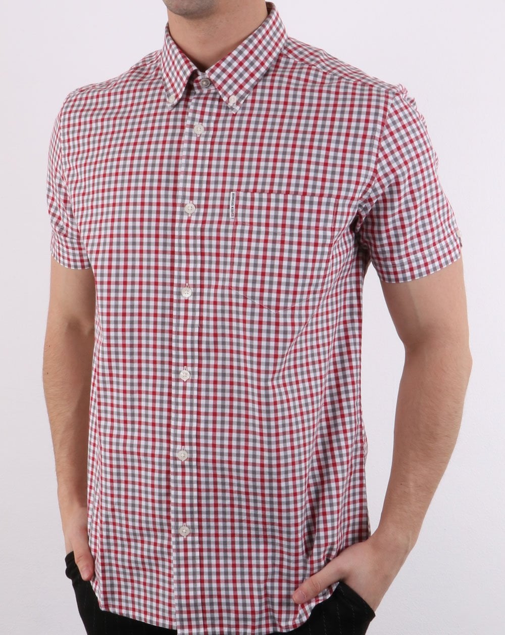 Ben Sherman House Short Sleeve Gingham Shirt Off White