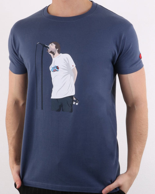 80er Casuals Liam Manchester T-Shirt Denim Blau