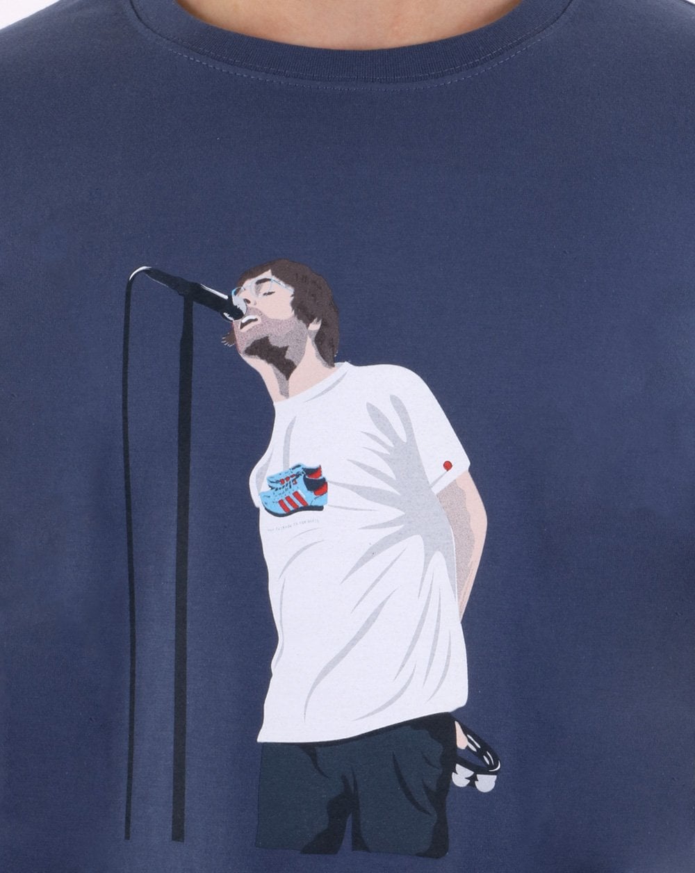 80er Casuals Liam Manchester T-Shirt Denim Blau