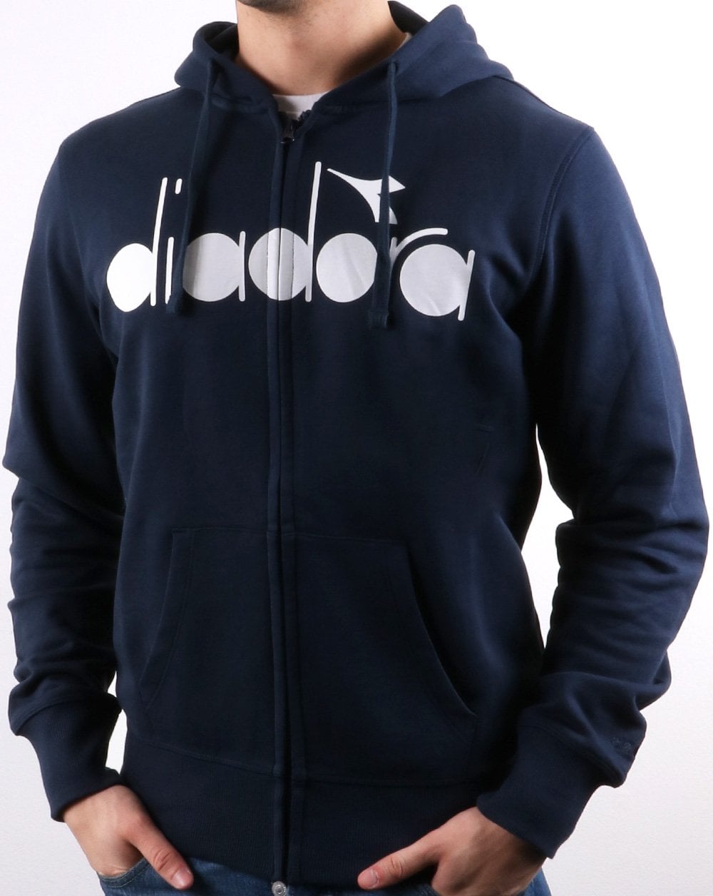 Diadora Logo Full Zip Hoodie Blue Denim