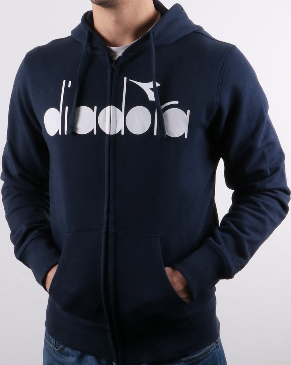 Diadora Logo Full Zip Hoodie Blue Denim
