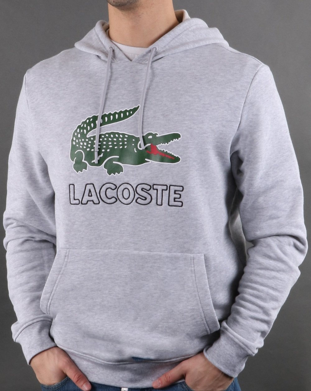 Lacoste – Kapuzensweatshirt mit Logo in Grau