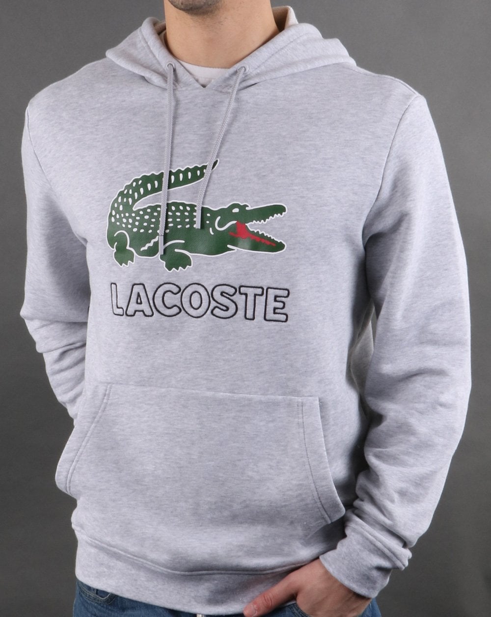 Lacoste – Kapuzensweatshirt mit Logo in Grau