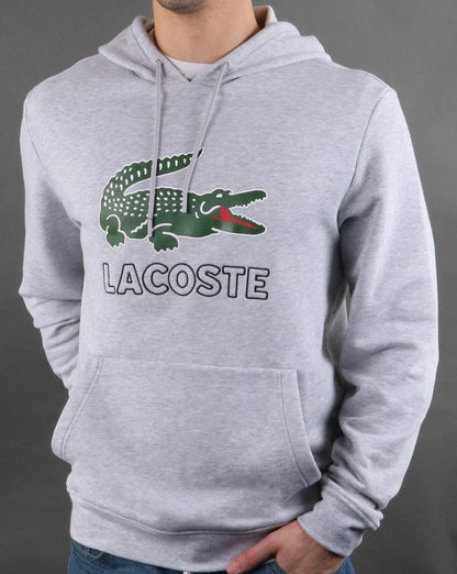 Lacoste – Kapuzensweatshirt mit Logo in Grau