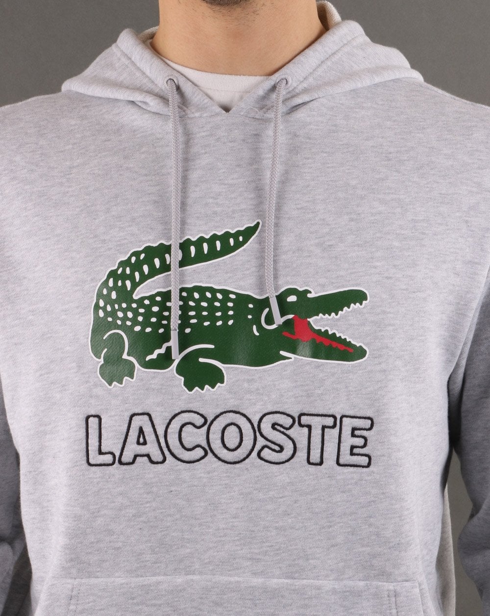 Lacoste – Kapuzensweatshirt mit Logo in Grau