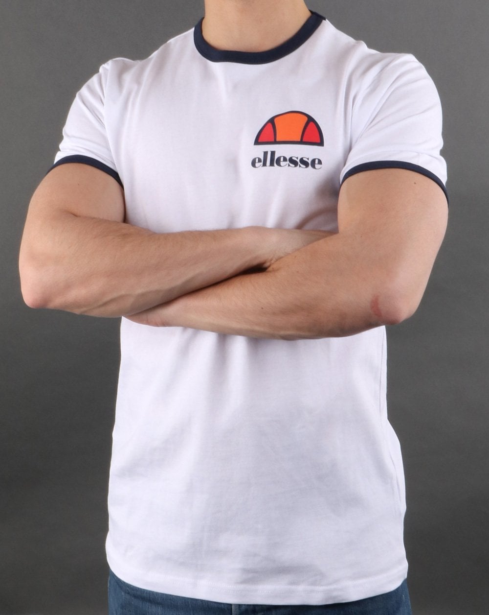 Ellesse – Ringer-T-Shirt in Weiß