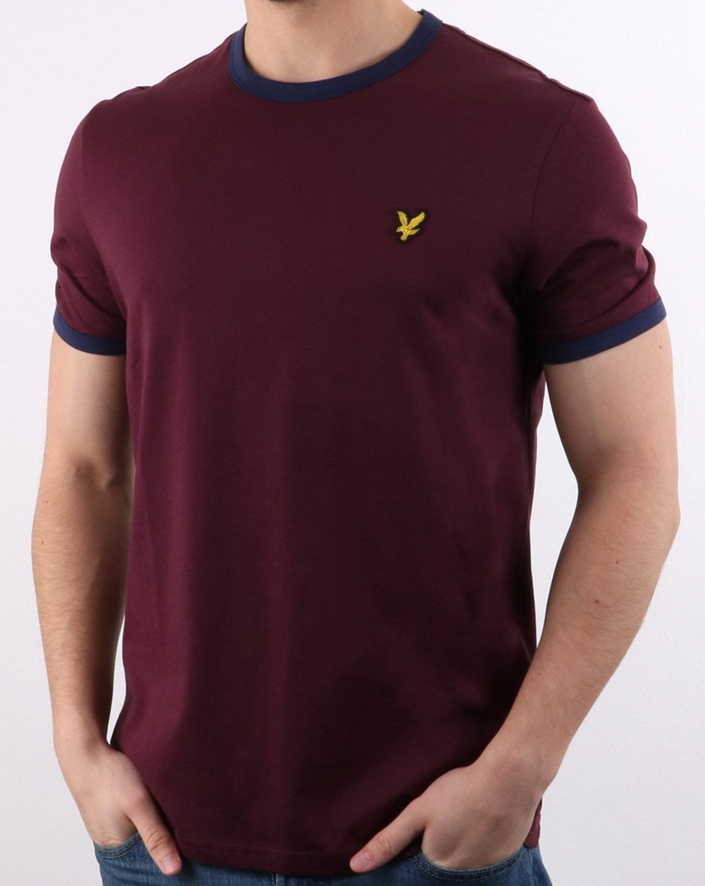 Lyle And Scott Ringer T-Shirt Burgunderrot/Marineblau