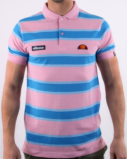 Ellesse Blockstreifen-Poloshirt Pink / Blau