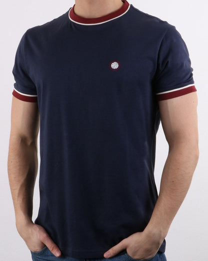Pretty Green Herren T-Shirt mit Paspelierung Marineblau