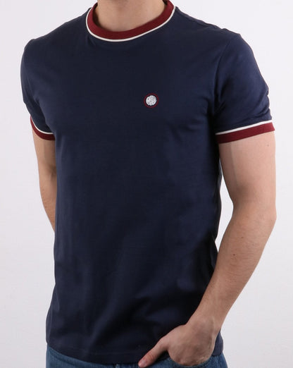 Pretty Green Herren T-Shirt mit Paspelierung Marineblau