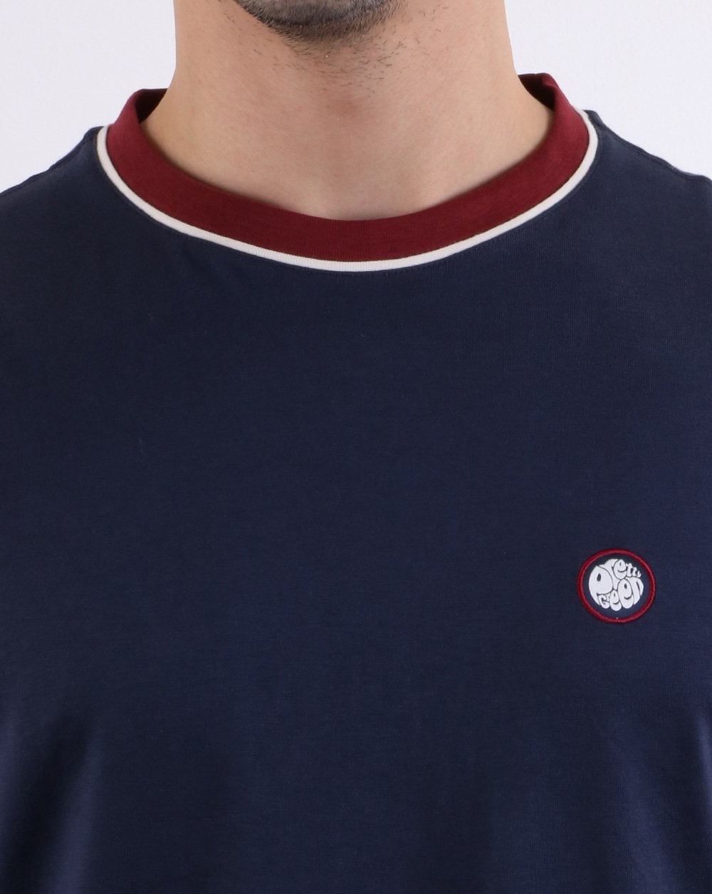 Pretty Green Herren T-Shirt mit Paspelierung Marineblau