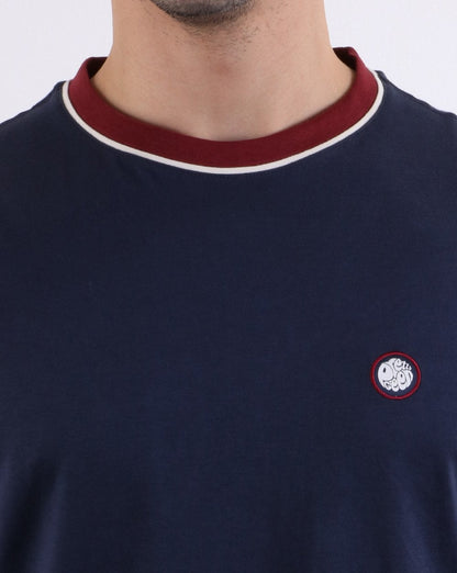 Pretty Green Herren T-Shirt mit Paspelierung Marineblau