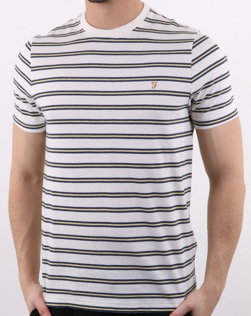 Farah House Streifen-T-Shirt Weiß