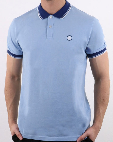Pretty Green Tipped Pique Polo Shirt Light Blue