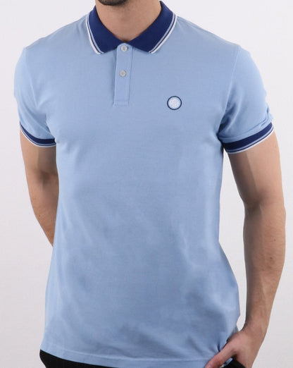 Pretty Green Piqué-Poloshirt mit Streifen in Hellblau