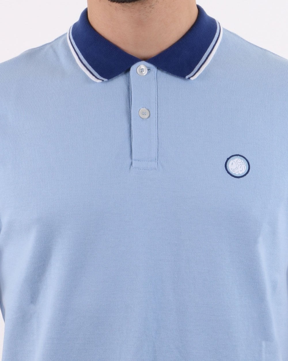 Pretty Green Piqué-Poloshirt mit Streifen in Hellblau