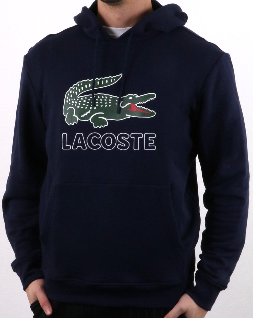 Lacoste – Kapuzen-Sweatshirt mit Logo in Marineblau