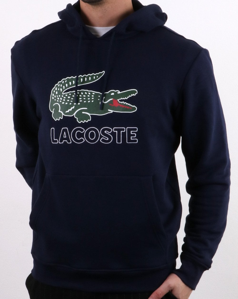 Lacoste – Kapuzen-Sweatshirt mit Logo in Marineblau