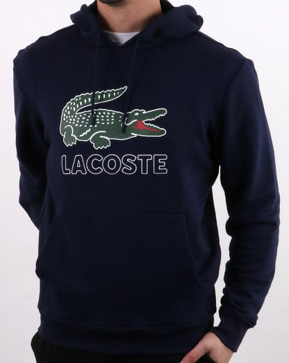 Lacoste – Kapuzen-Sweatshirt mit Logo in Marineblau