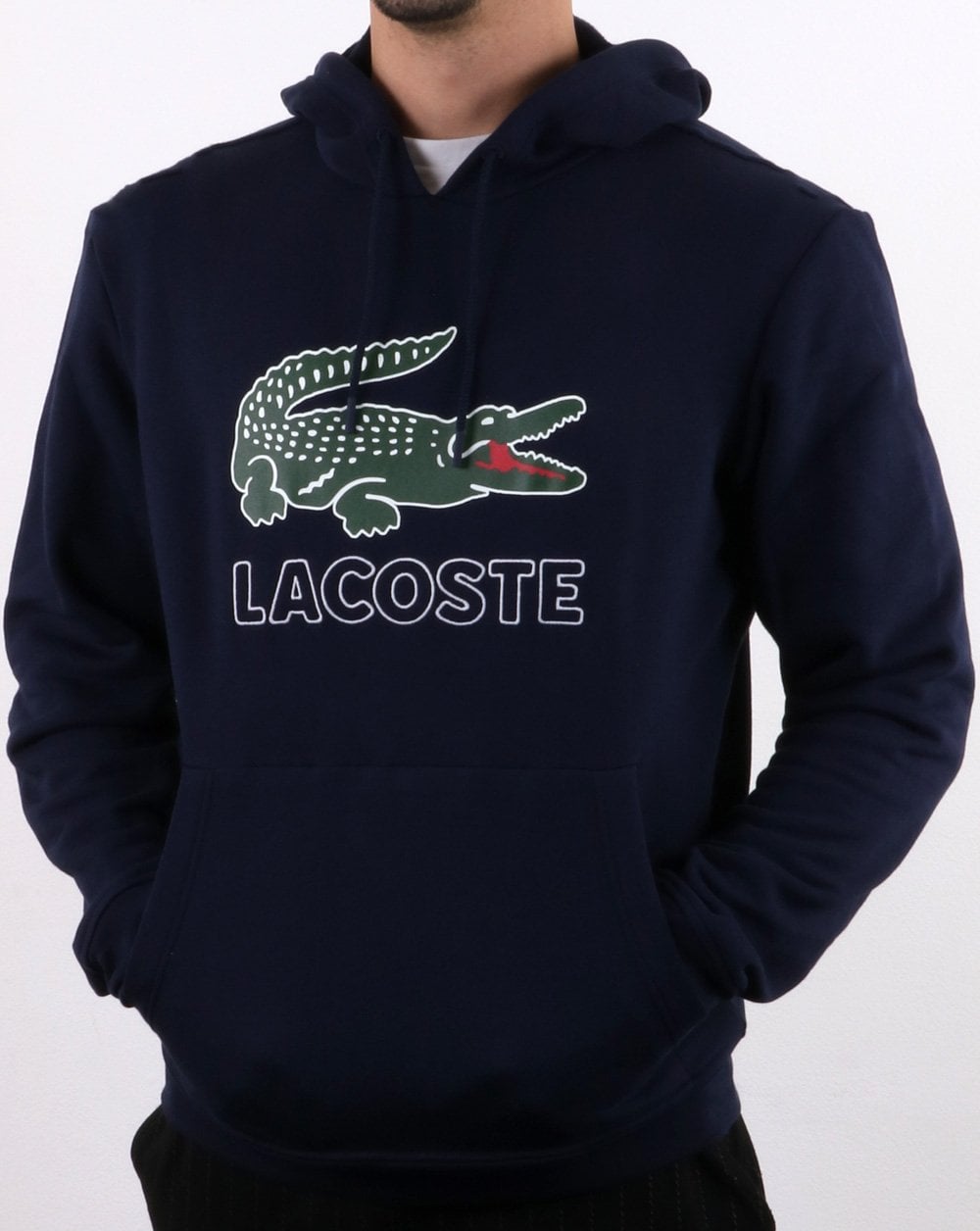Lacoste – Kapuzen-Sweatshirt mit Logo in Marineblau