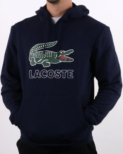 Lacoste – Kapuzen-Sweatshirt mit Logo in Marineblau