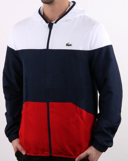 Lacoste Kapuzenjacke Weiß/Marineblau/Rot
