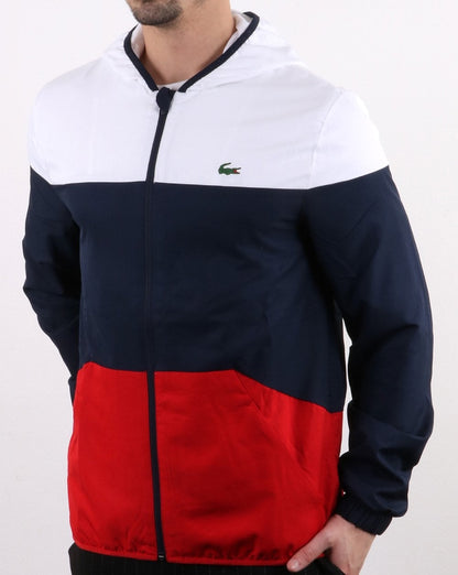 Lacoste Kapuzenjacke Weiß/Marineblau/Rot
