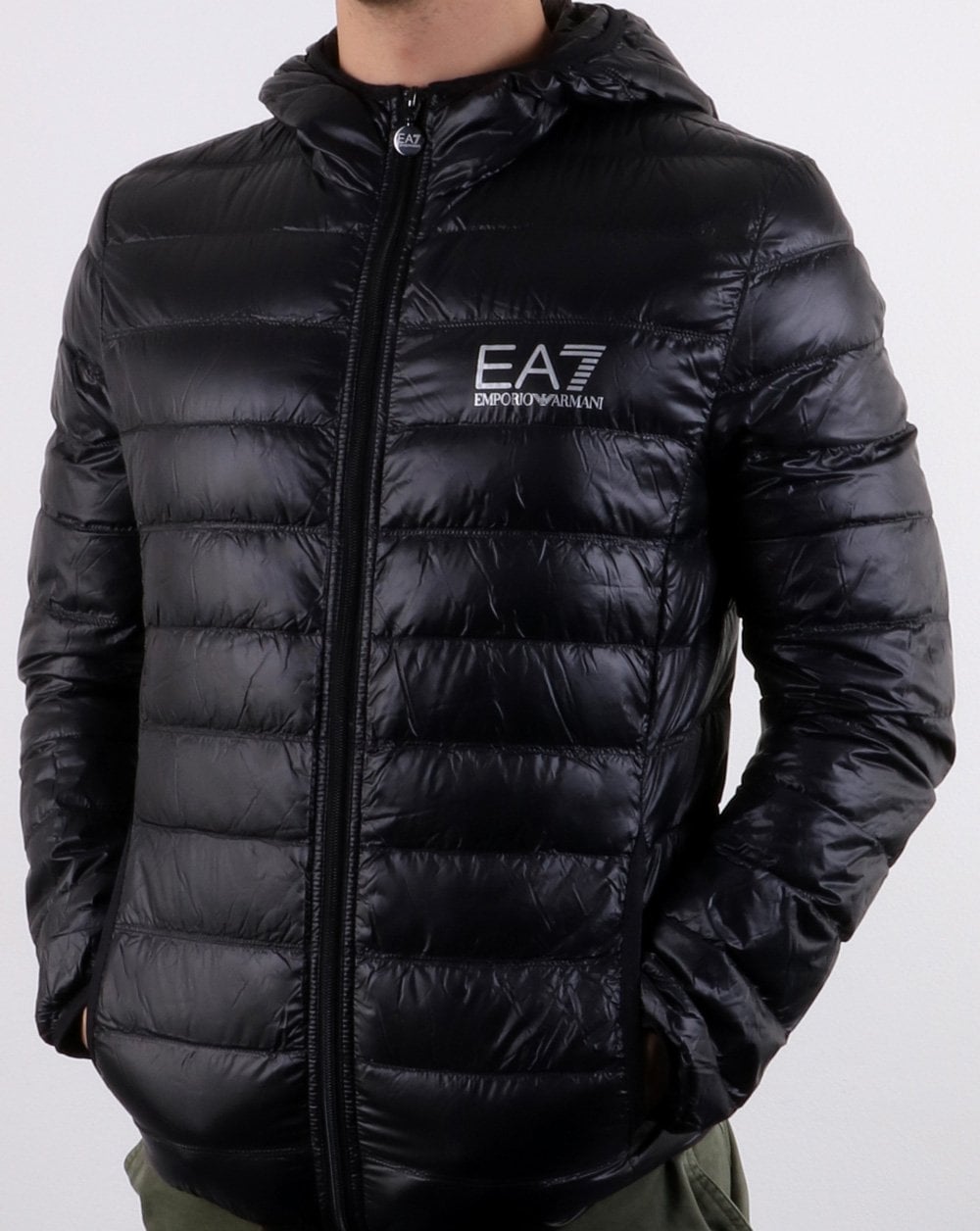 Emporio Armani EA7 Core Logo Down Hooded Jacket Black