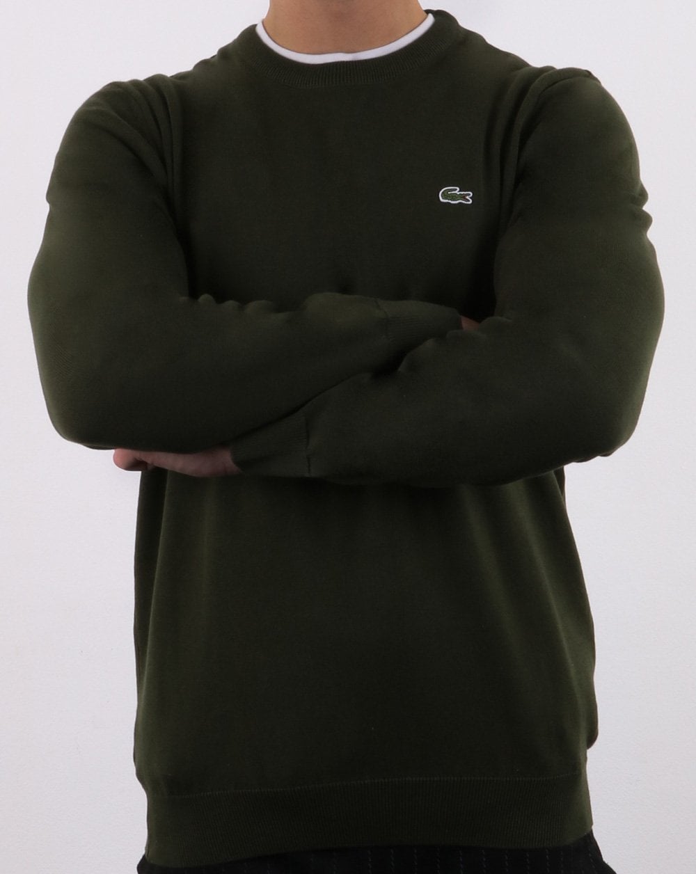 Lacoste Rundhalspullover Olivgrün
