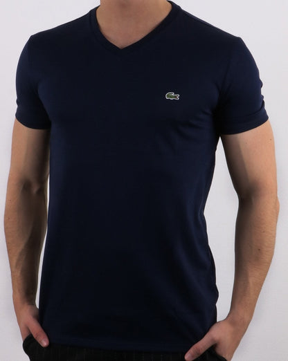Lacoste T-Shirt mit V-Ausschnitt Marineblau