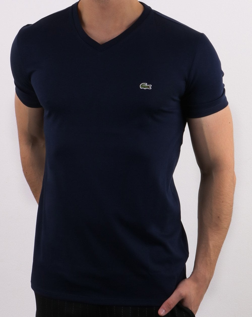 Lacoste T-Shirt mit V-Ausschnitt Marineblau