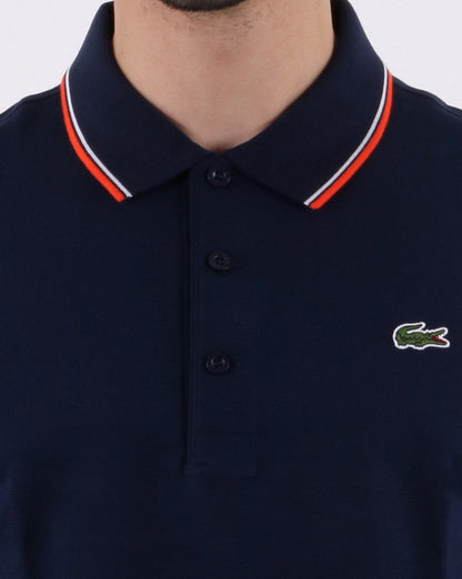 Lacoste Poloshirt mit Streifen Marineblau/Rot