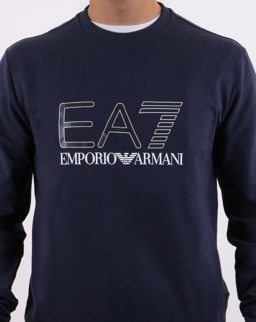 Emporio Armani – EA7 – Sweatshirt mit großem Logo in Marineblau
