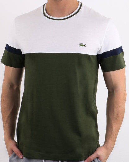 Lacoste Logo T-Shirt Weiß &amp; Oliv