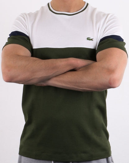 Lacoste Logo T-Shirt Weiß &amp; Oliv