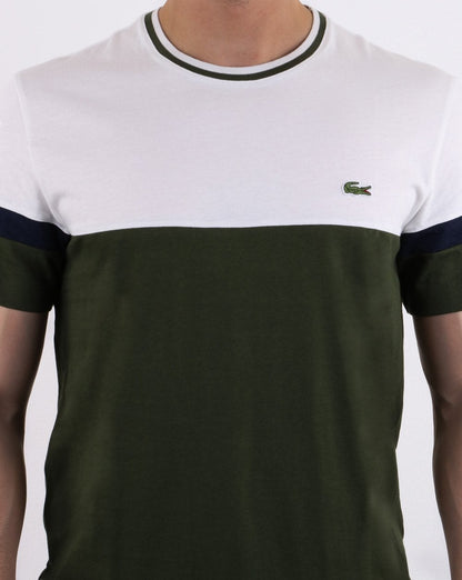 Lacoste Logo T-Shirt Weiß &amp; Oliv
