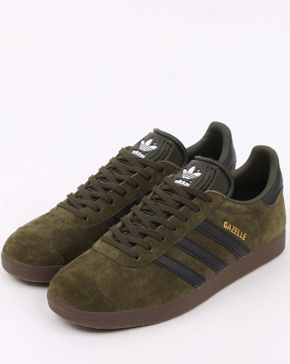 Adidas Gazelle Trainers Night Olive/Black/Gum