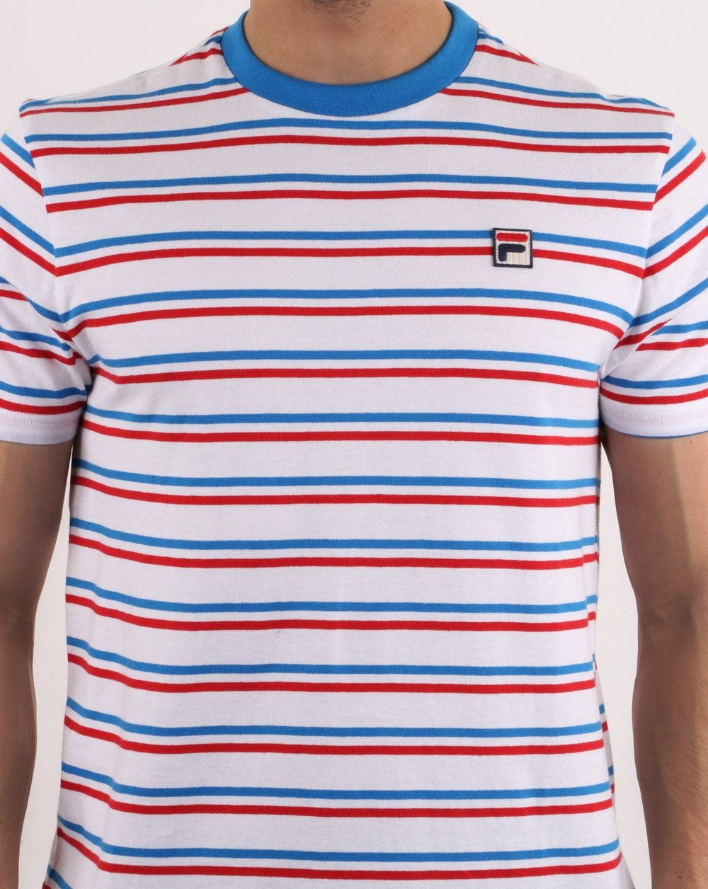 Fila Vintage Striped T Shirt White/Royal/Red