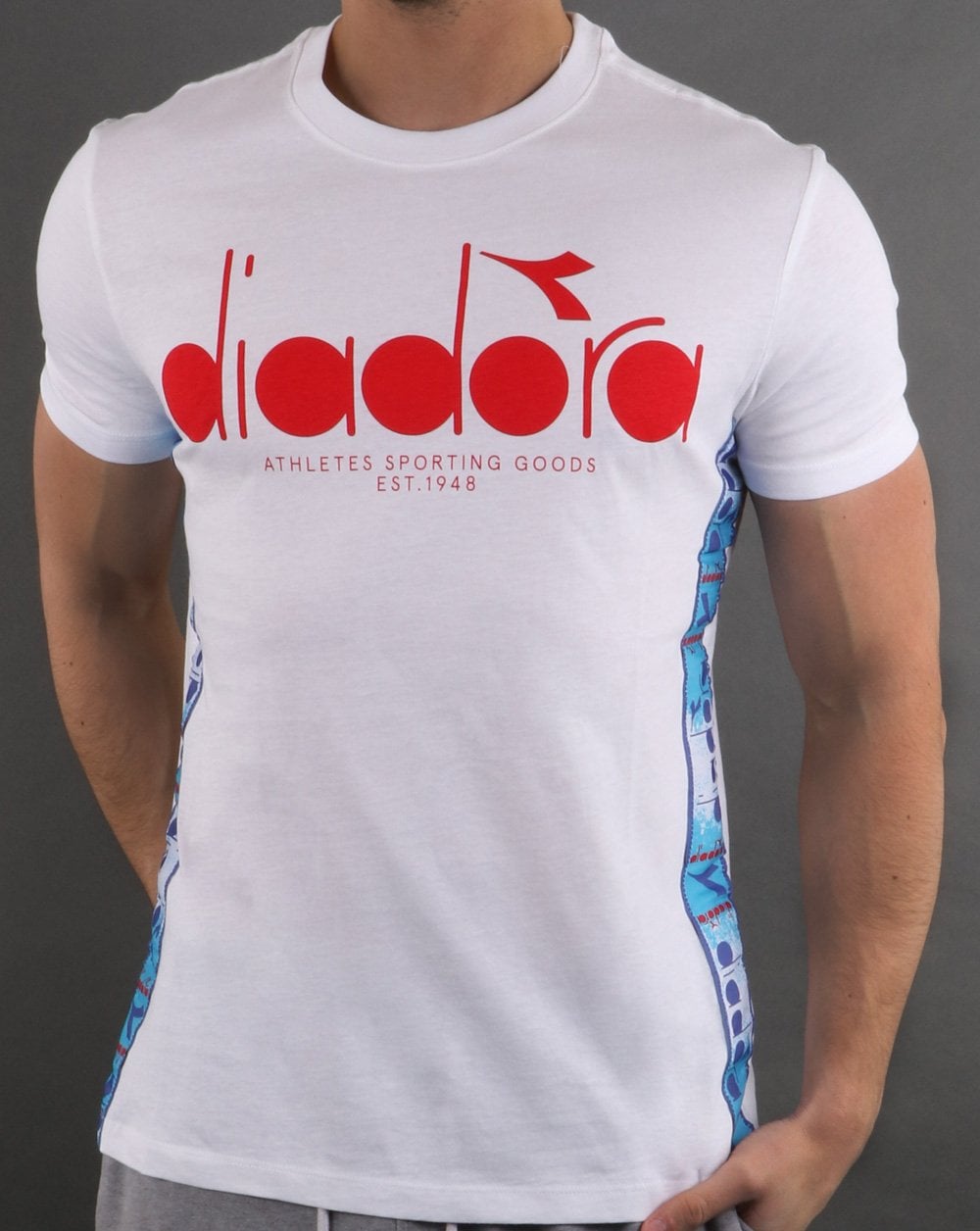 Diadora 5palle Offside T-Shirt Superweiß/Karminrot