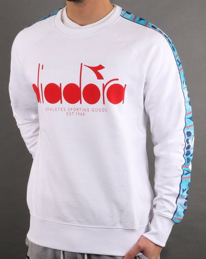 Diadora 5palle Offside Sweatshirt Superweiß/Karminrot