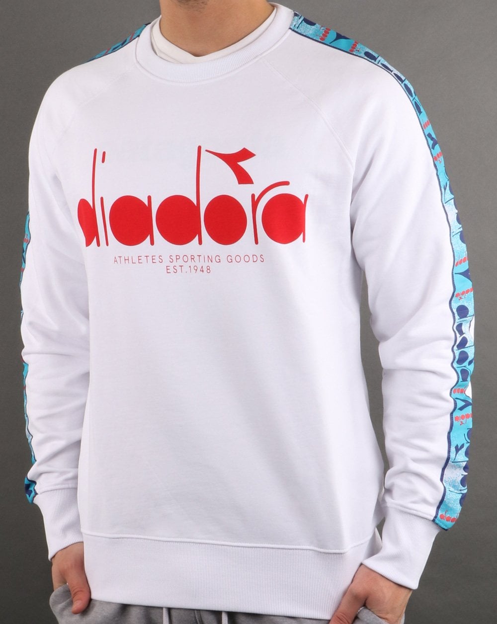 Diadora 5palle Offside Sweatshirt Superweiß/Karminrot
