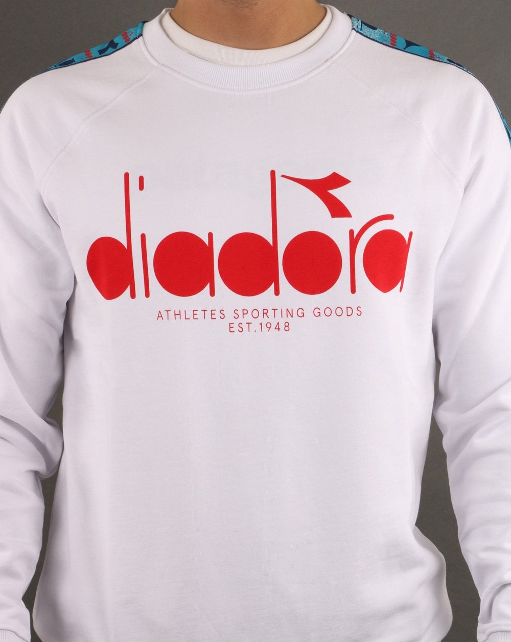 Diadora 5palle Offside Sweatshirt Superweiß/Karminrot
