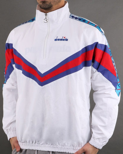 Diadora 1/2 Zip Jacke Superweiß/Karminrot