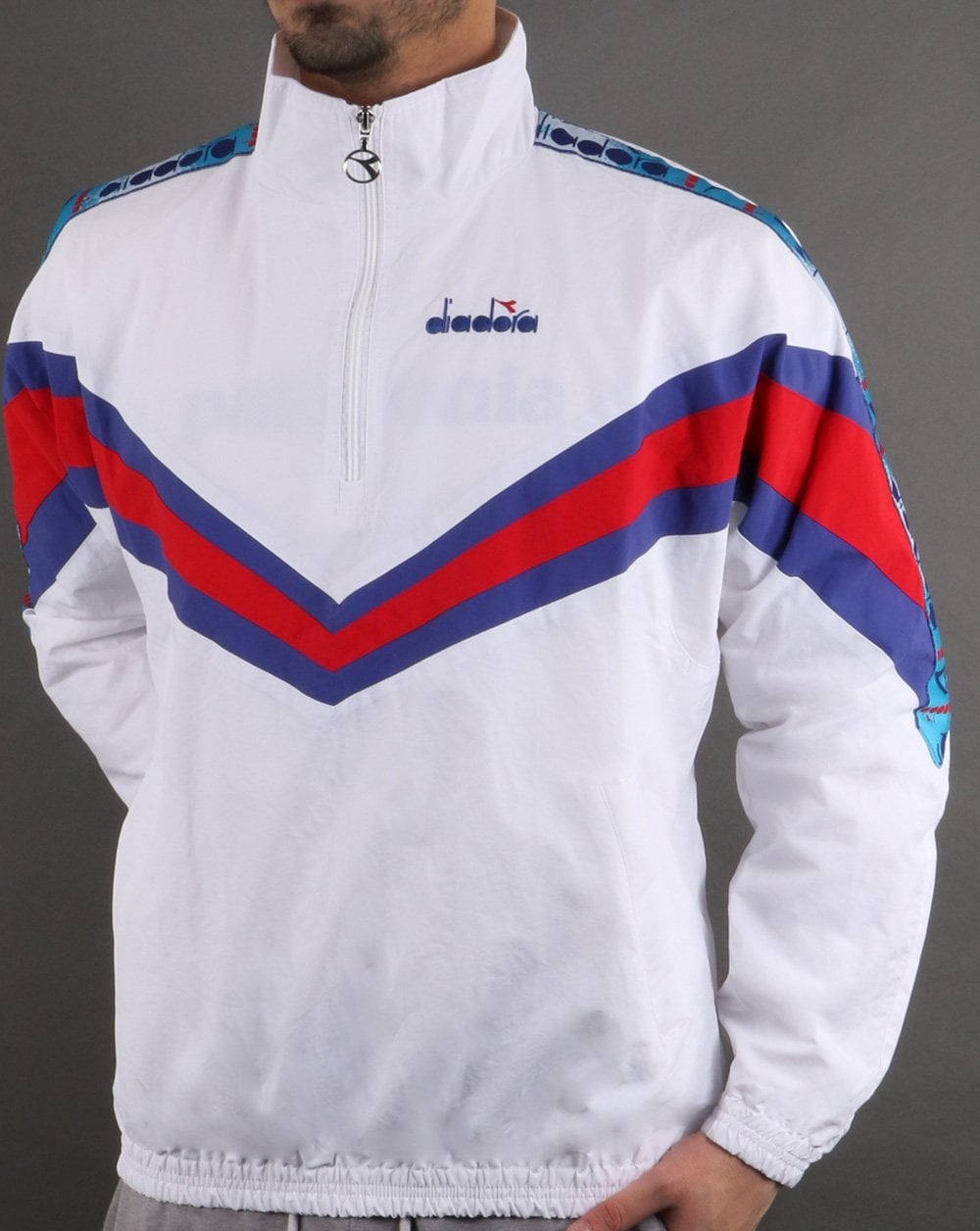 Diadora 1/2 Zip Jacke Superweiß/Karminrot