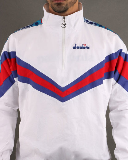 Diadora 1/2 Zip Jacke Superweiß/Karminrot