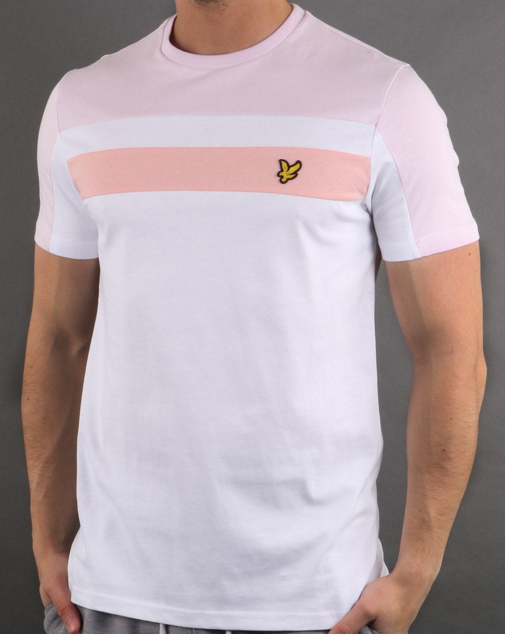 Lyle And Scott – T-Shirt mit Farbblockdesign in Weiß/Rosa